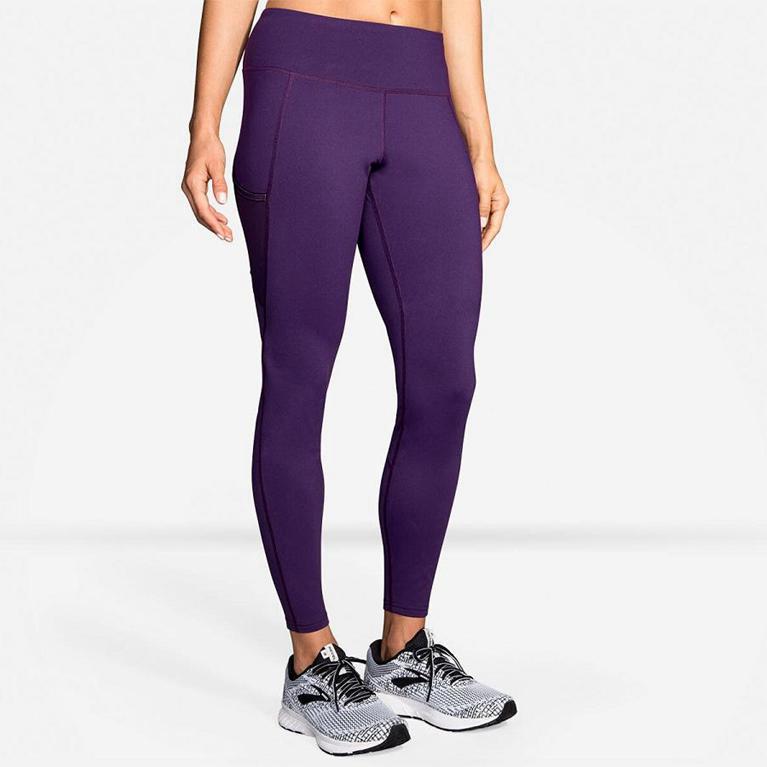 Brooks Threshold Running Leggings - Women's - Purple (04351-LMDN)